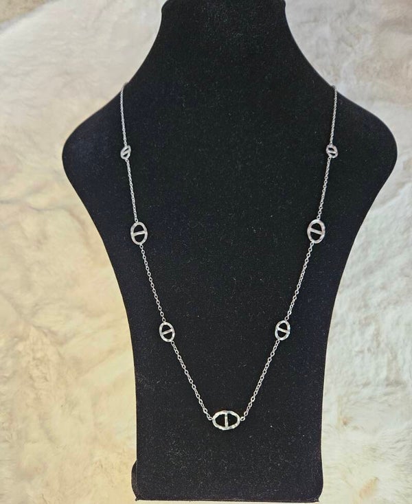 Sautoir  maille martelé Long Double Chaîne – Maille Marine Martelée, Doré & Argenté, Ajustable