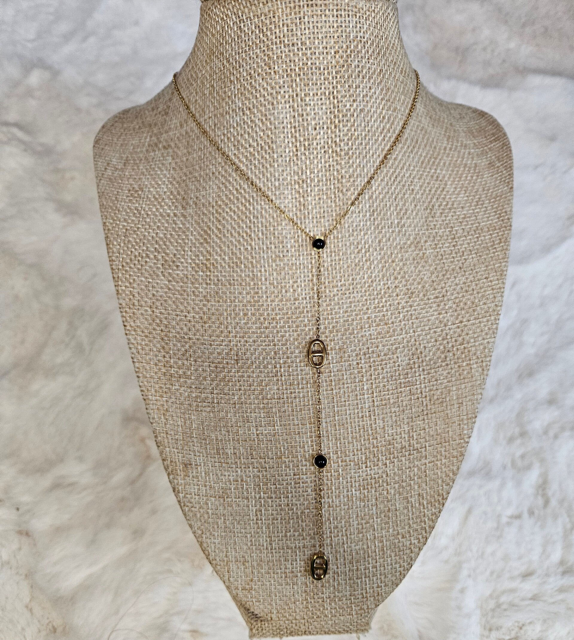 ✨️ Collier " HANAE"  en Y Doré – Collection Mailles Marines ✨️