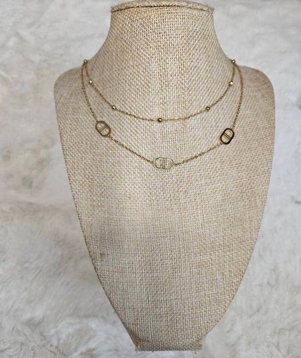 ✨ Collier Double Rang " DD "