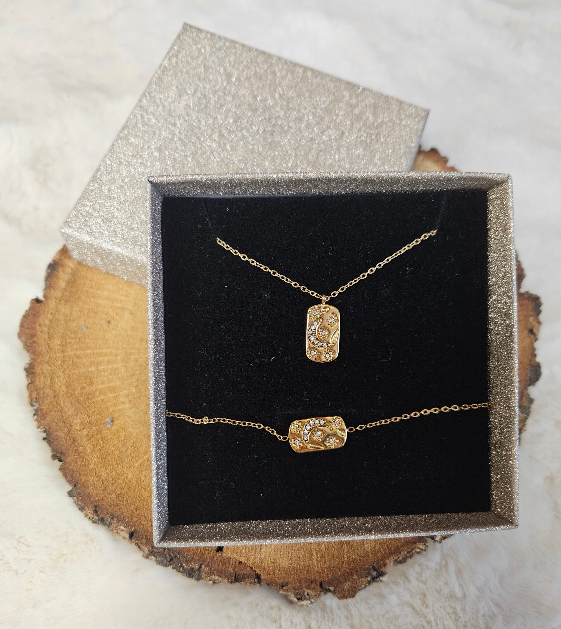 🌙 Parure Luna Dorée – Collier & Bracelet