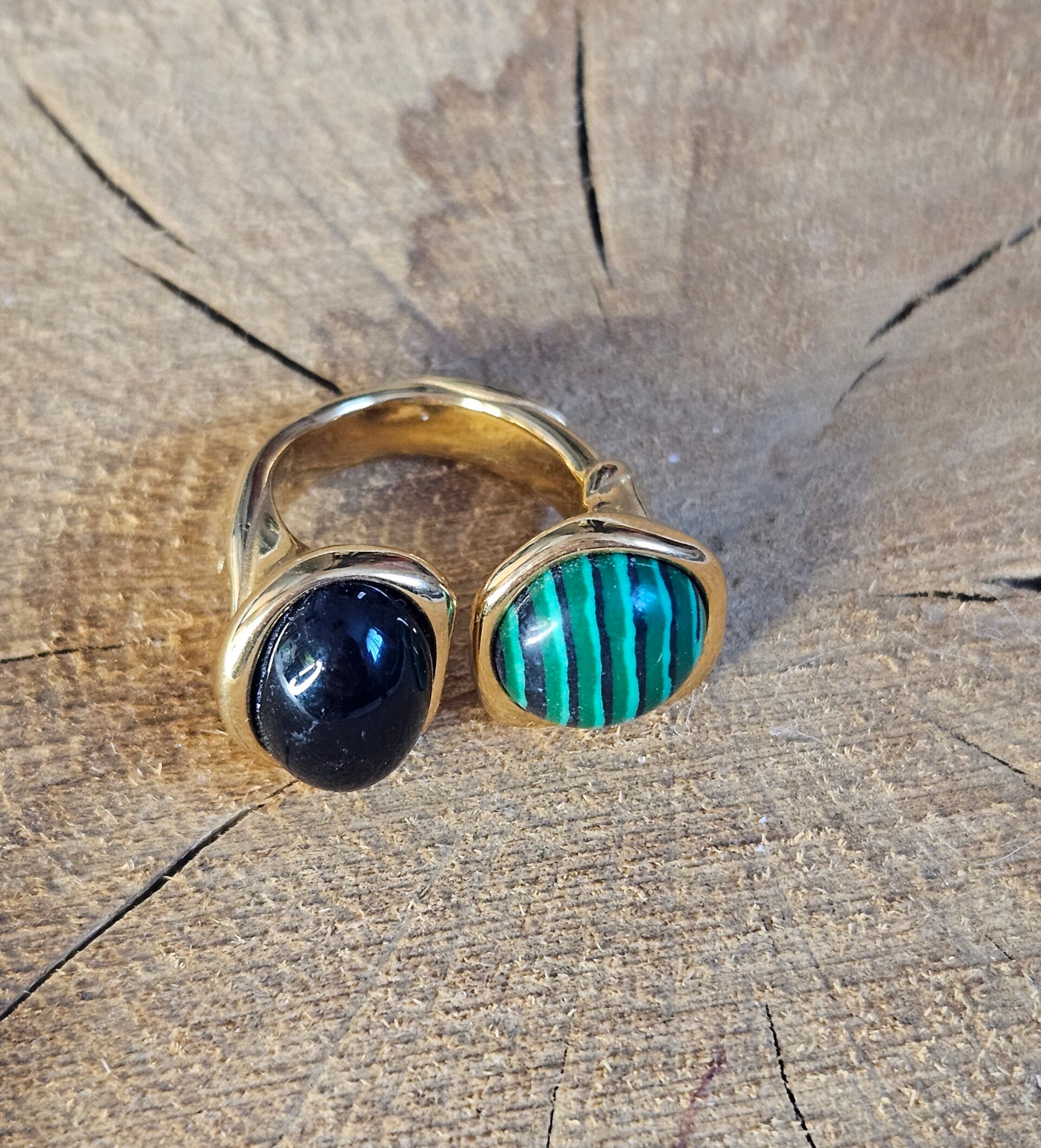 ✨ Trio de Grosses Bagues Dorées – Pierres Colorées