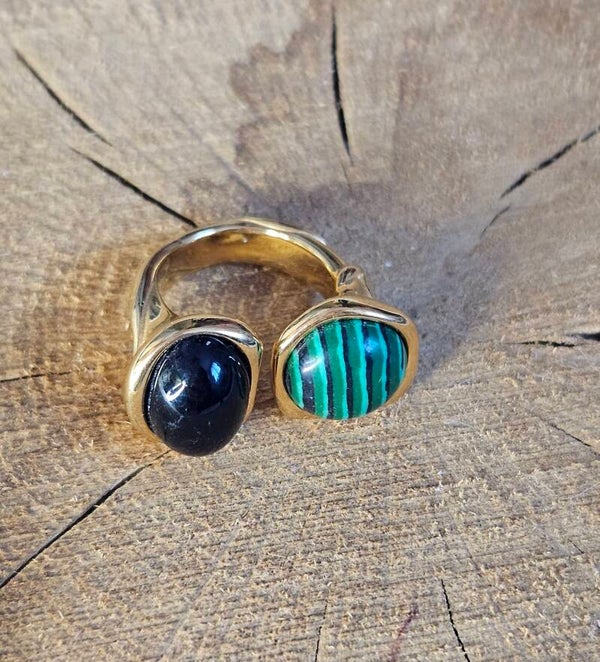 ✨ Trio de Grosses Bagues Dorées – Pierres Colorées