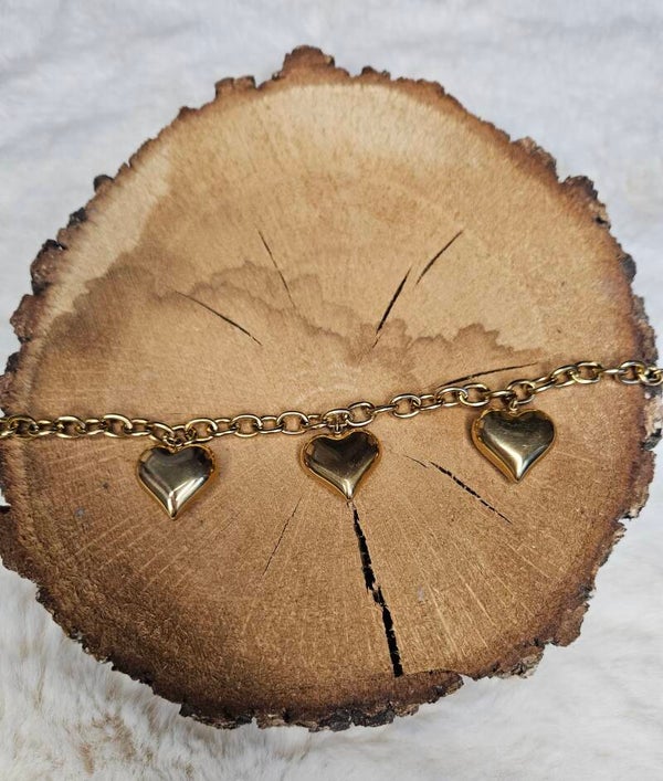 Bracelet  breloques Glam – Trois cœurs