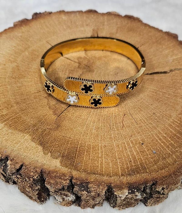 Bracelet jonc doré – Trèfle Inspi