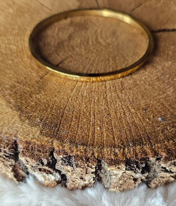 💛 Bracelet Jonc Doré – « Maman je t’aime »