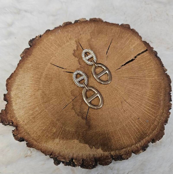 ✨ Boucles d’oreilles Mailles Marine Strass – Acier inoxydable