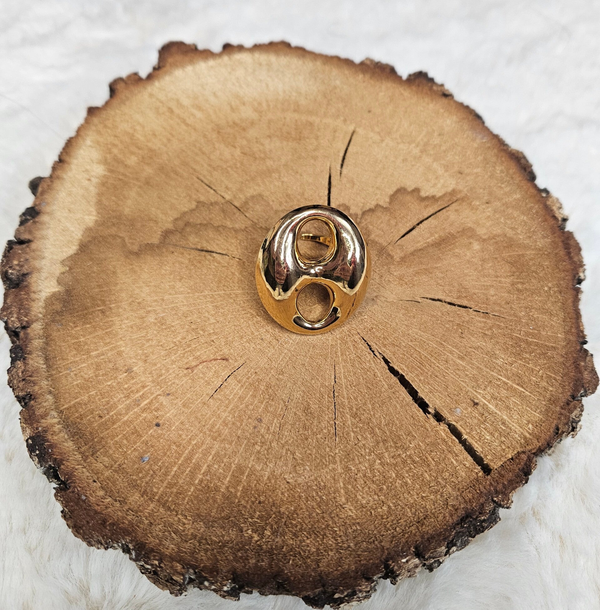 Bague maxi dorée – Graines de café