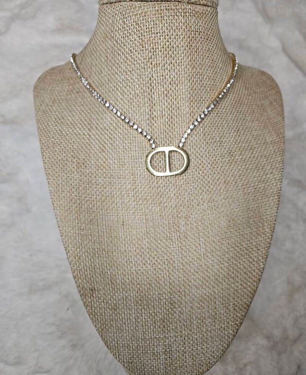 Duo Collier & Bracelet Strass – Symbole DD – Collection ELEGANCE