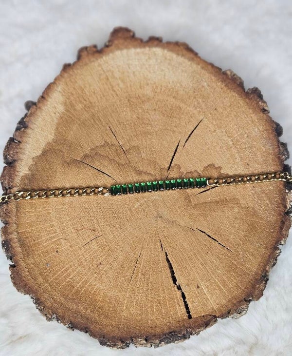 Bracelet Doré Émeraude – Collection ELEGANCE