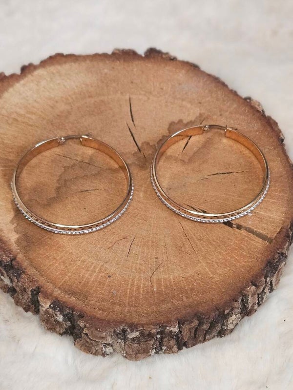 ✨ Créoles dorées XL en strass (5 à 5,5 cm)