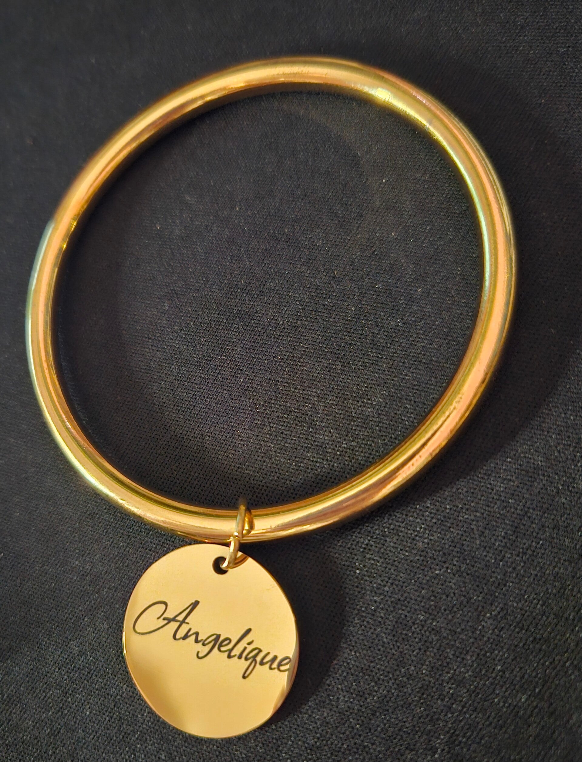 ✨ Bracelet jonc personnalisable – Médaille à graver ✨