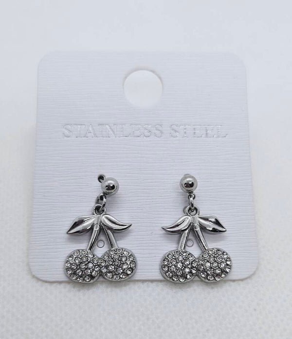 Boucles d’Oreilles Cerises – Argentées