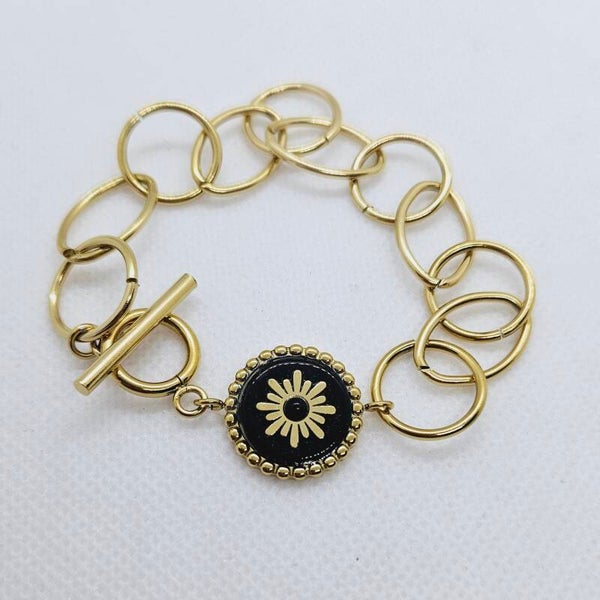 Bracelet Doré à Fermoir Barre & Pendentif Étoile