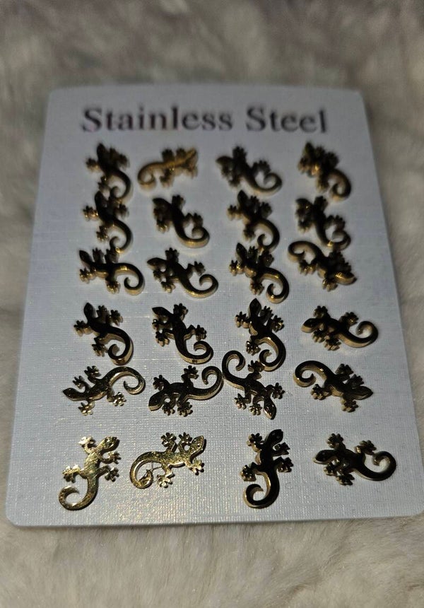 🦎 Boucles d’oreilles dorées – Salamandre