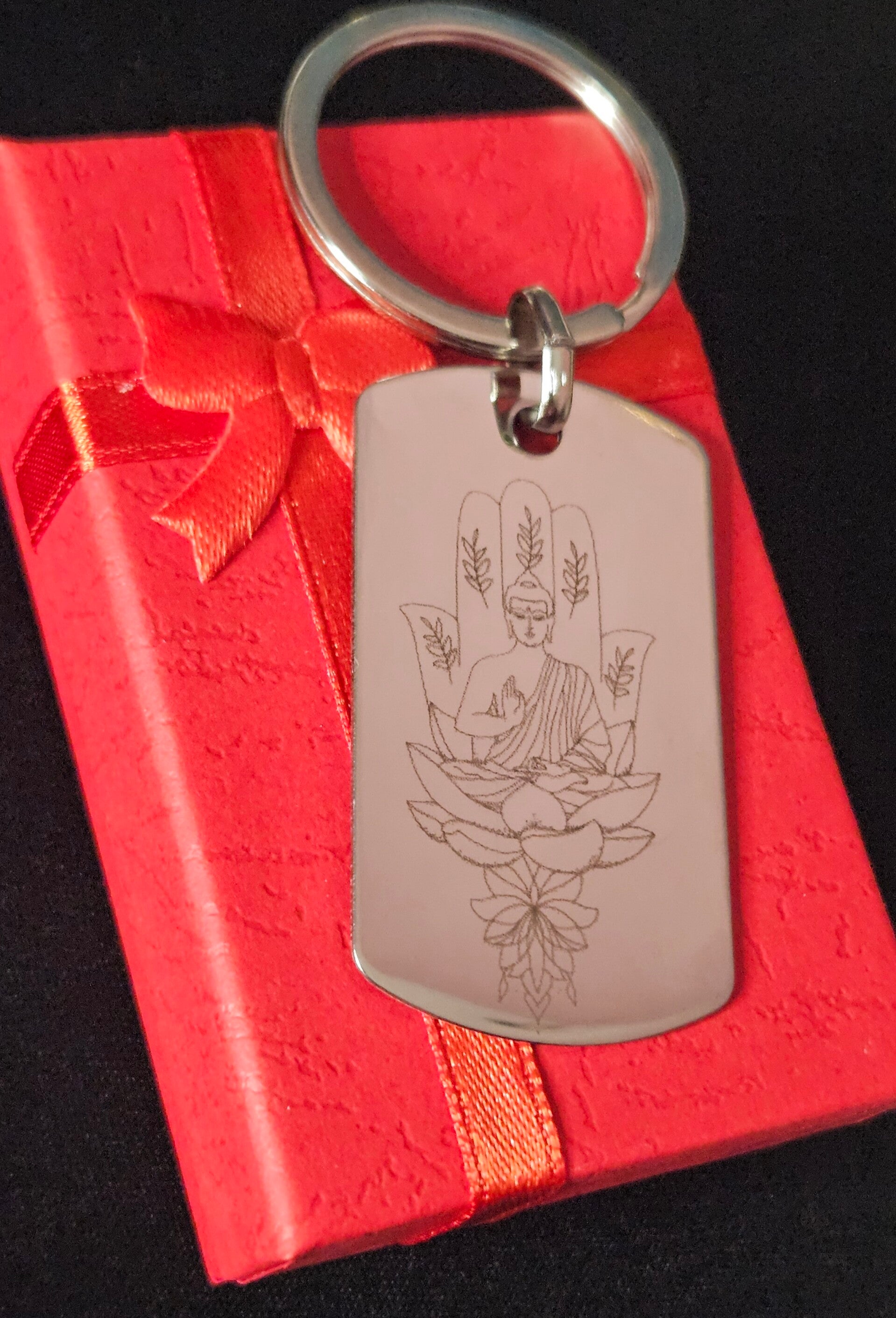 ✨ Porte-clés en acier inoxydable gravé – dessin & message personnalisé ✨