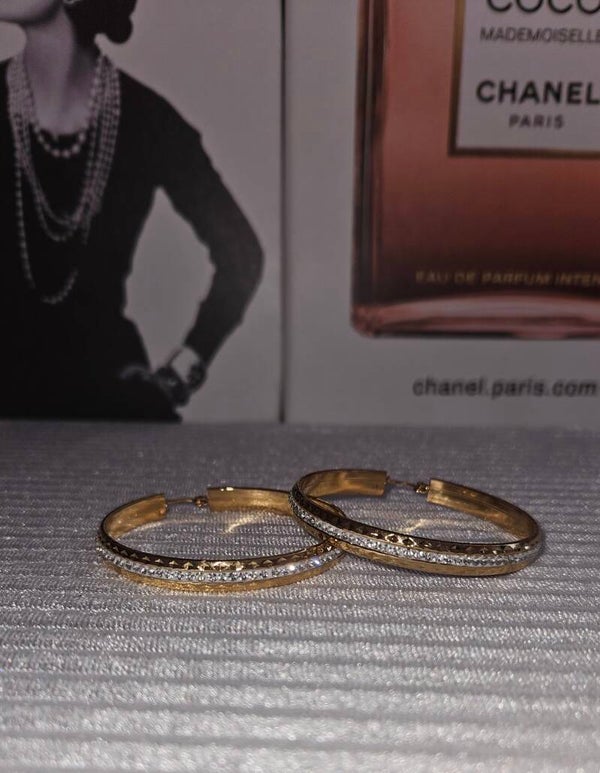 ✨ Créoles dorées XL en strass (5 à 5,5 cm)