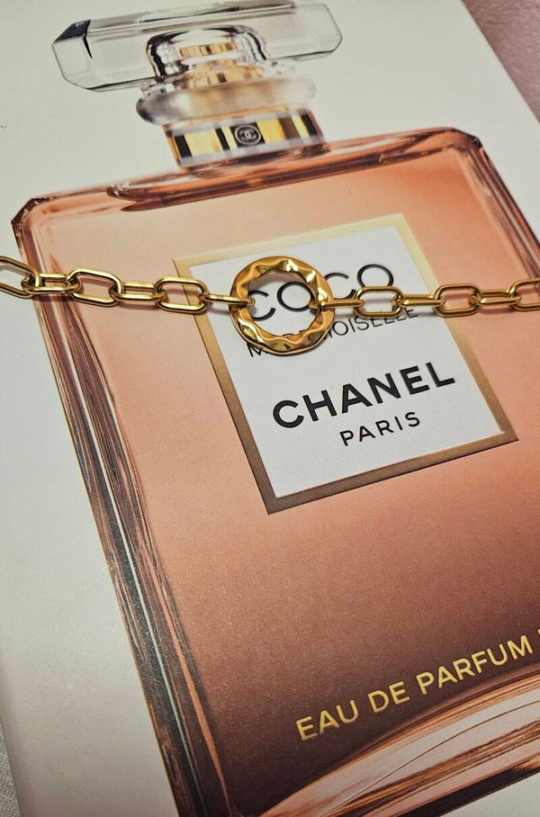 ✨ Bracelet Chaîne Gros Maillons – Cercle Martelé ✨