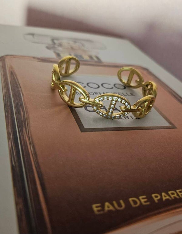✨ Bracelet Gros Maillons Maille Marine – Doré ✨