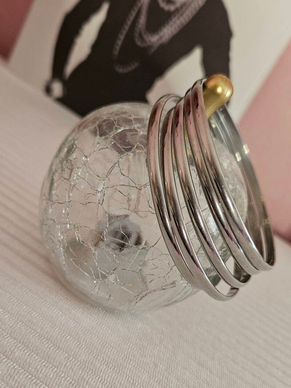 ✨ Semainier – Lot de 5 Bracelets Jonc Argentés ✨