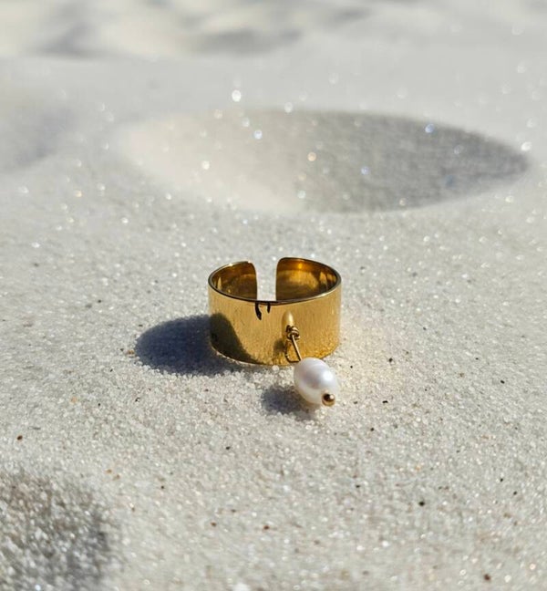 ✨️Bague dorée avec breloque et perle nacrée ✨