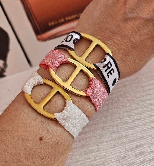✨ Mes créations – Bracelets maille marine & rubans irisés✨️