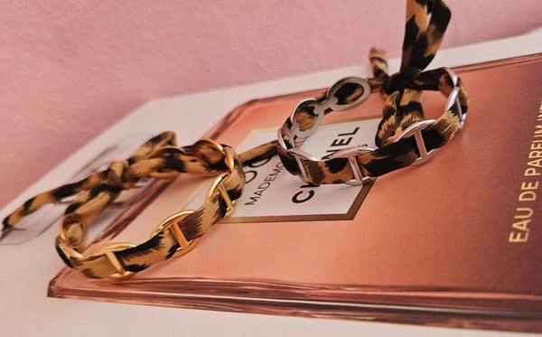 ✨️ Bracelet foulard léopard maille marine ✨️ argenté