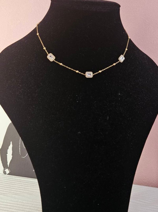 ✨ Collier doré perles & strass scintillants ✨