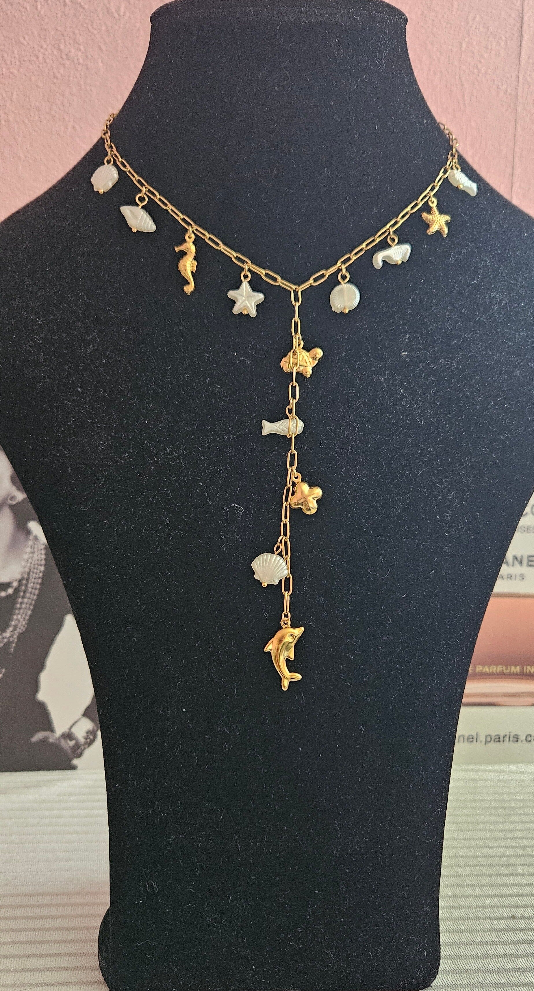 🐬Collier Y Océan breloques mer en acier inoxydable 🐚