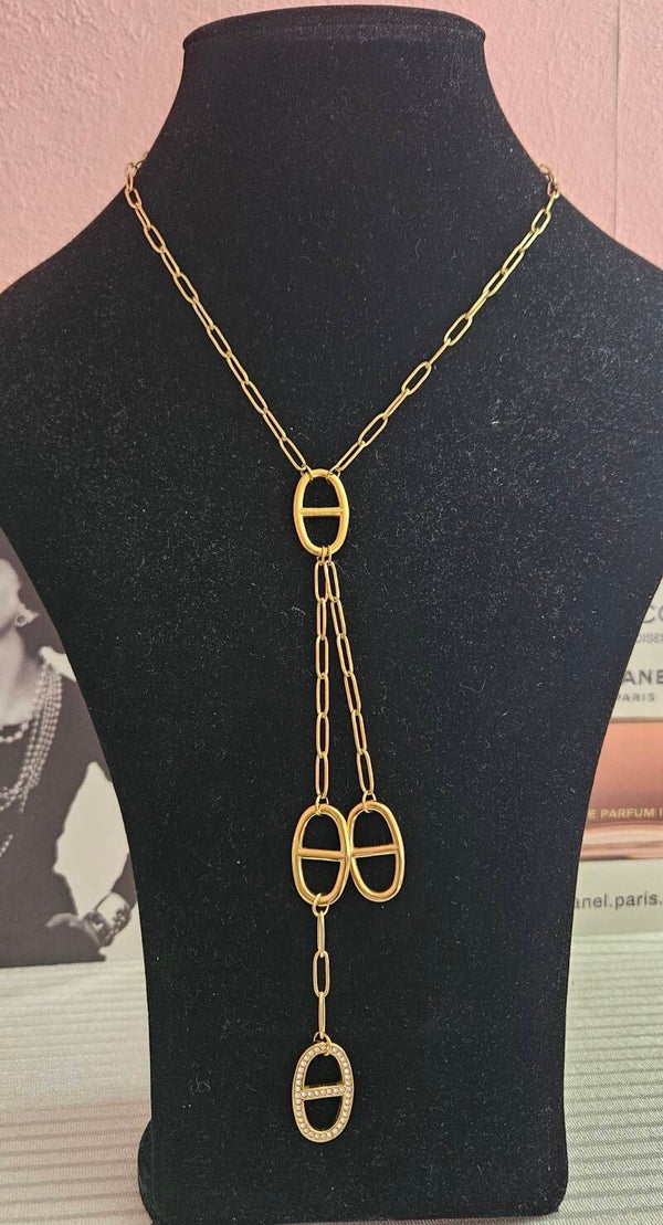 ✨️Collier Y  4 mailles marines & strass✨️