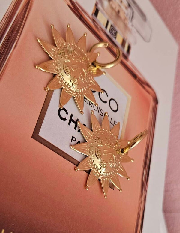 Boucles d’oreilles soleil XL dorées en acier inoxydable ☀️✨