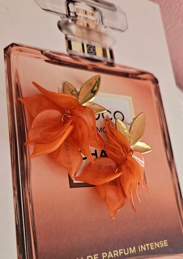 ✨️ Boucle d'oreille grosse pétales orange✨️