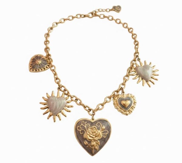 Collier Cœur Royal – Doré & Émaillé (Bleu ou Marron)