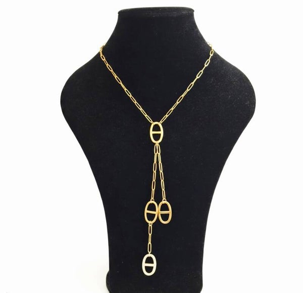 ✨️Collier Y  4 mailles marines & strass✨️