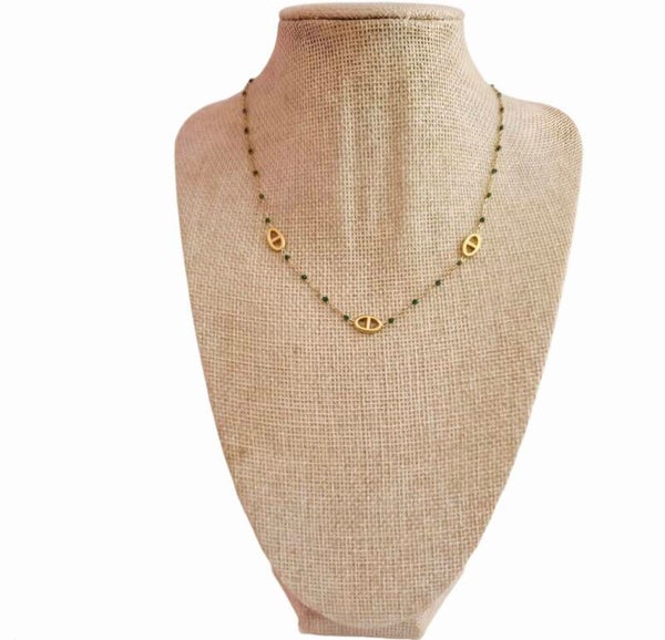 🌟 Collier " Lucie "  Maille Marine & Petites Perles  🌟