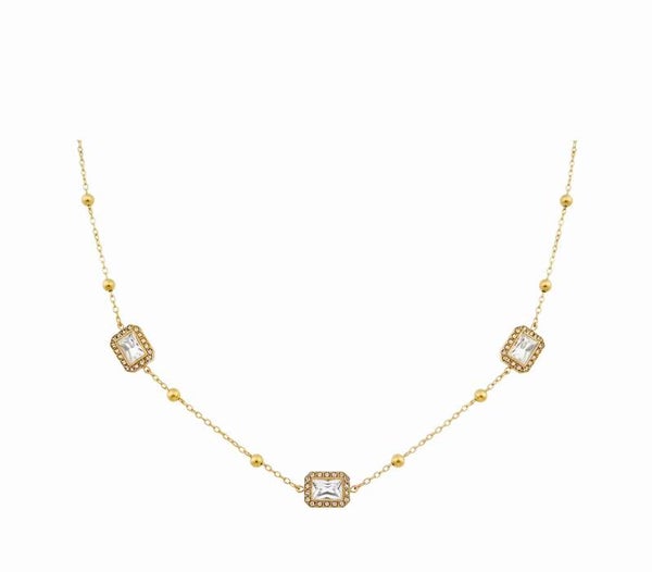 ✨ Collier doré perles & strass scintillants ✨