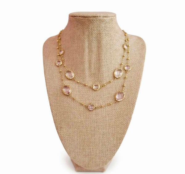 Collier Zircons Blancs & Roses