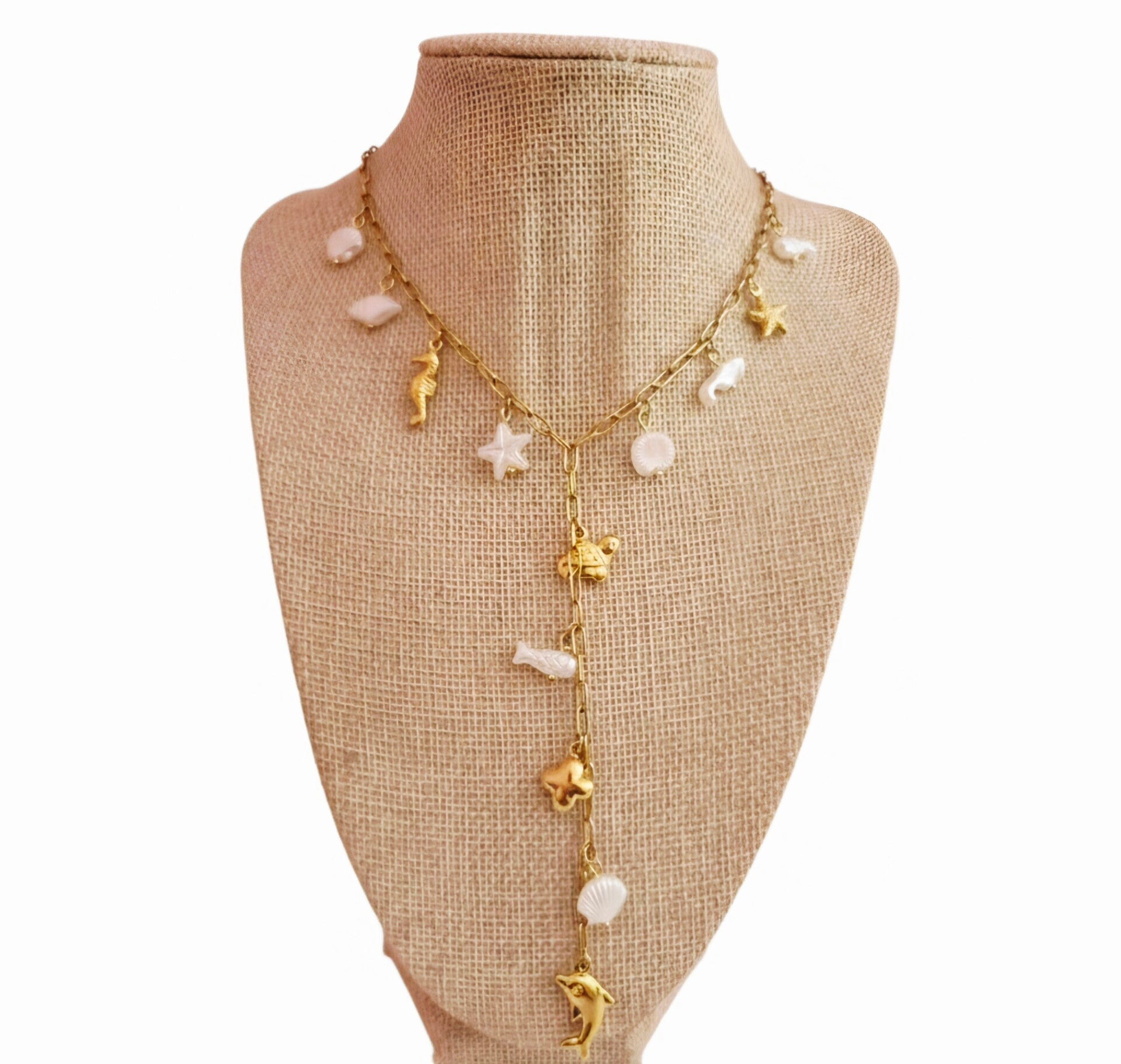 🐬Collier Y Océan breloques mer en acier inoxydable 🐚