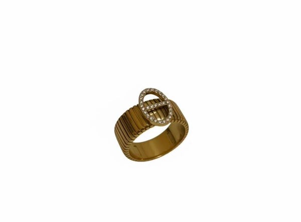 ✨ Bague Vintage Maille Marine Strass – Style Rétro Chic 💎💛