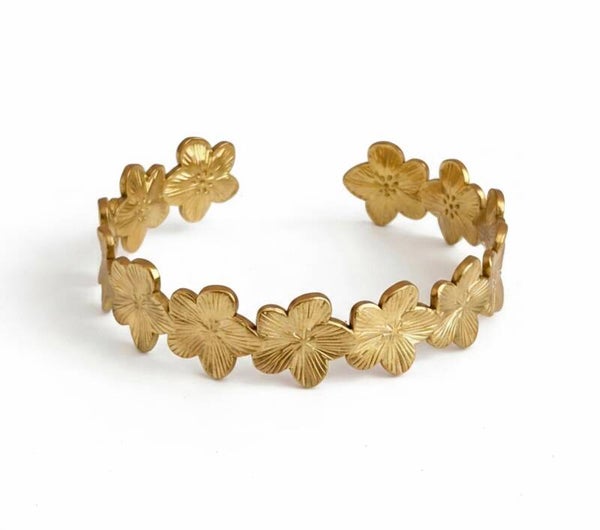 🌞 Bracelet Jonc Doré “Fleur”