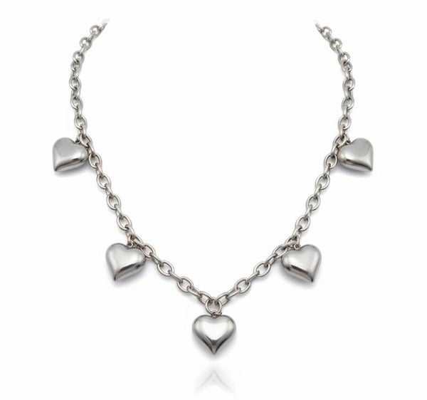 ✨ Collier Maximaliste Argenté – Cœurs Inoxydables ✨