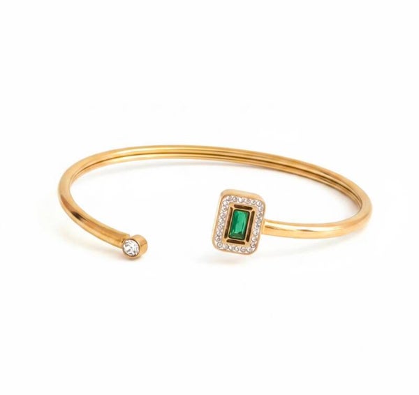 ✨ Bracelet doré souple – Détails zircons & strass ✨