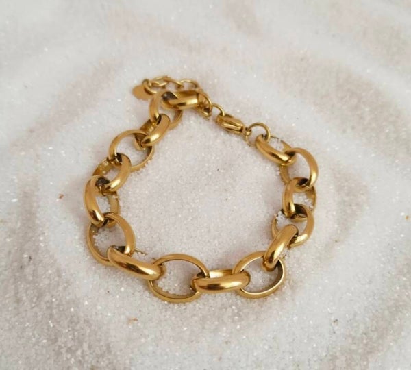 Bracelet "Léna" – Gros maillons dorés