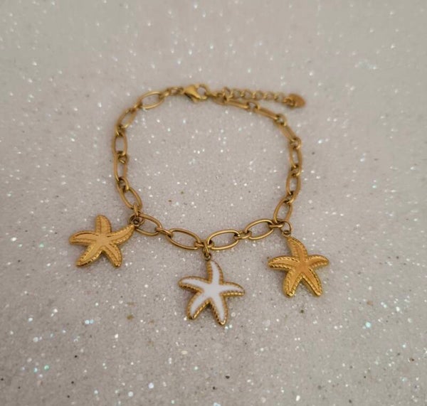 ✨ Bracelet chaîne dorée – Étoiles de mer ✨