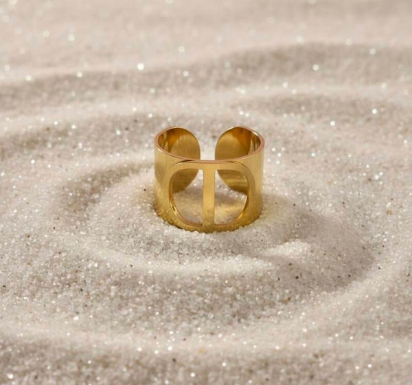 ✨💛 Bague dorée large style “D ouvert” – inspiration tendance 💛✨