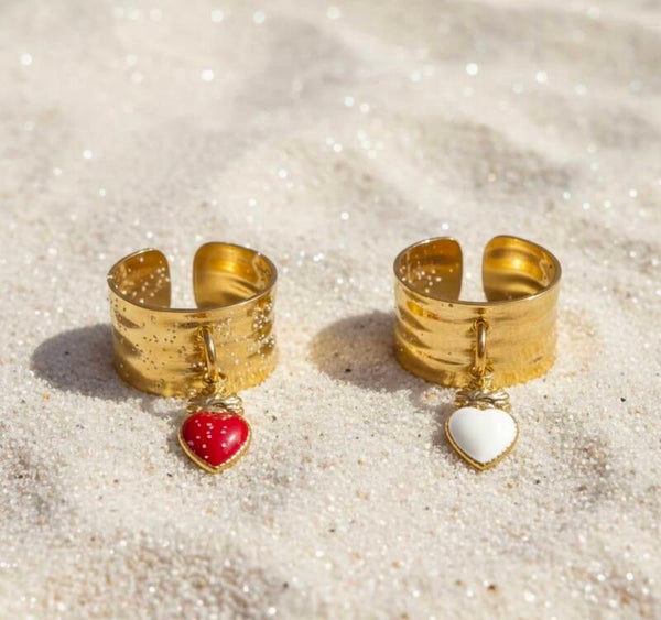 ❤️ Bague Martelée avec Breloque Cœur ✨
