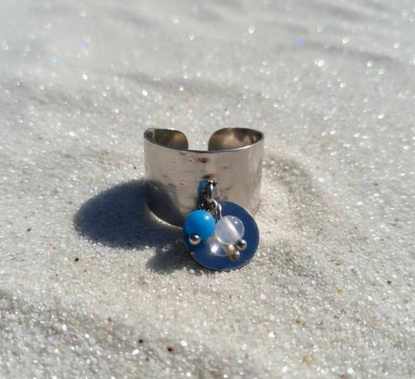 Bague Alba Martelée Argentée – Acier inoxydable ajustable