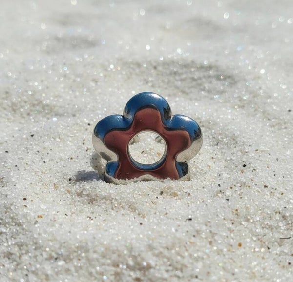 Bague Fleur XL Argentée – Acier inoxydable ajustable