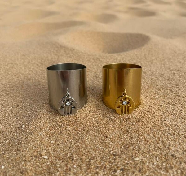 Bague Main de Fatma Dorée – Acier inoxydable ajustable