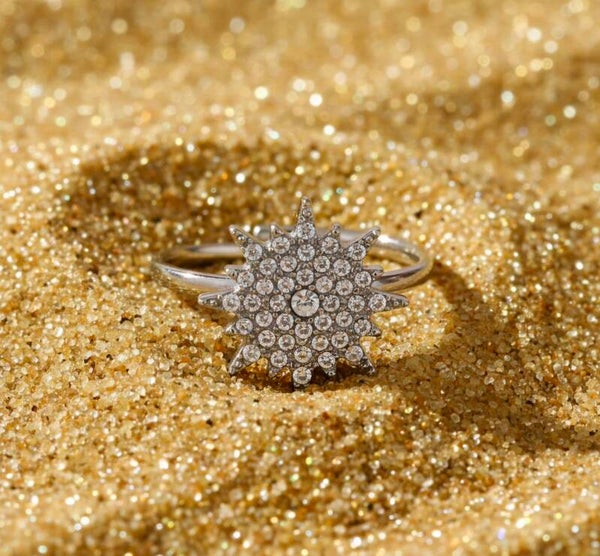 Bague Étoile Strass Argentée – Acier inoxydable ajustable