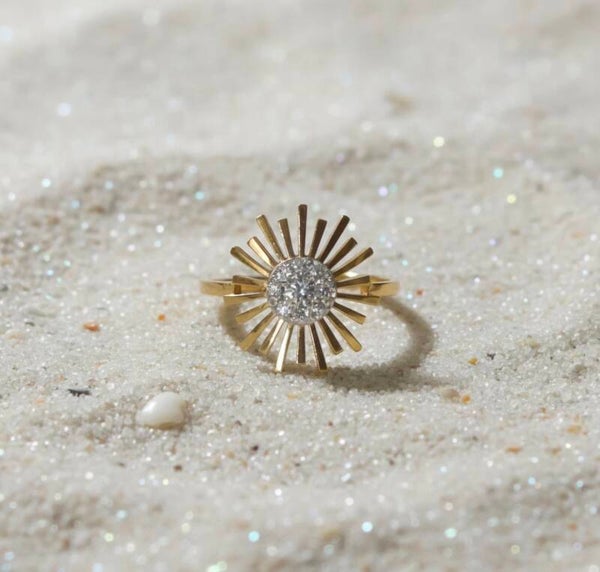 Bague Soleil Dorée – Acier inoxydable ajustable